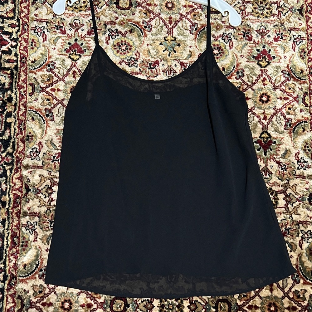 Black Sheer Spaghetti Strap Tank Top Size XL